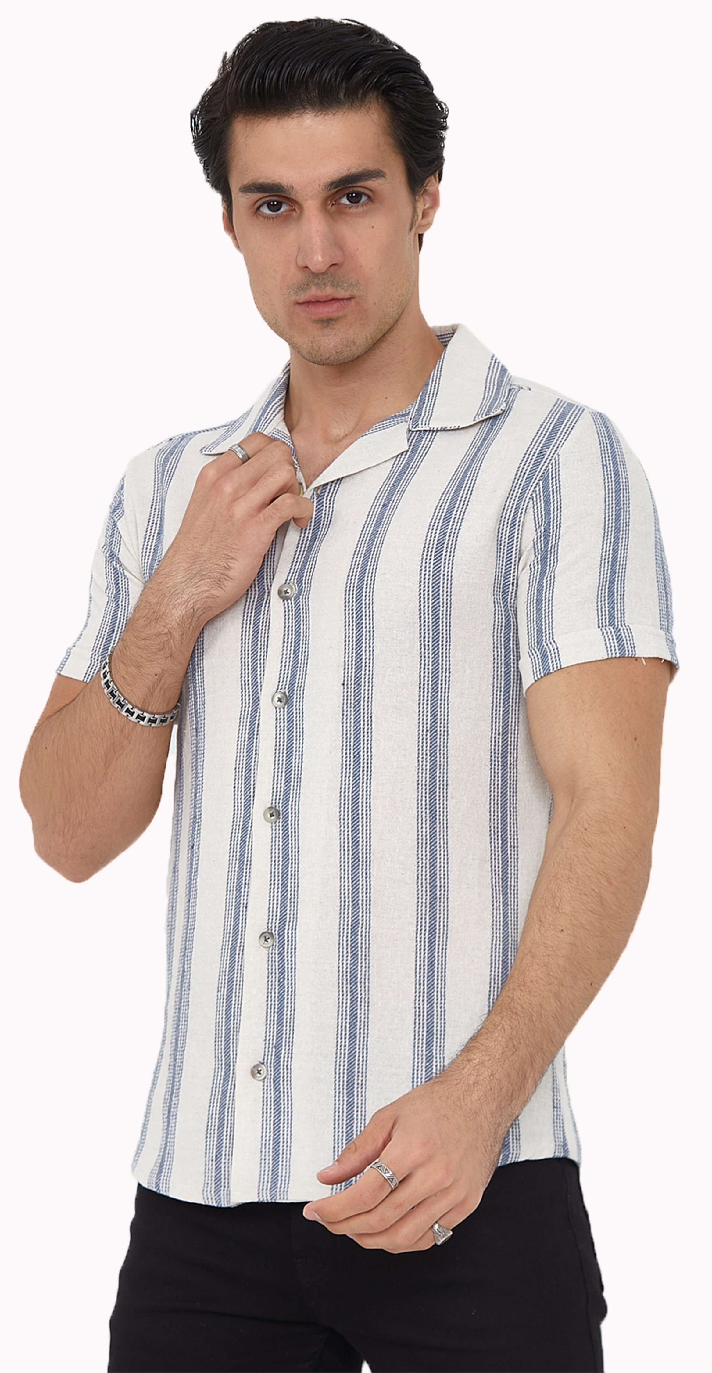 Megaman Jeans Kurzarmhemd Megaman Herren Freizeit-Hemd Stretch Kurzarm Hemden