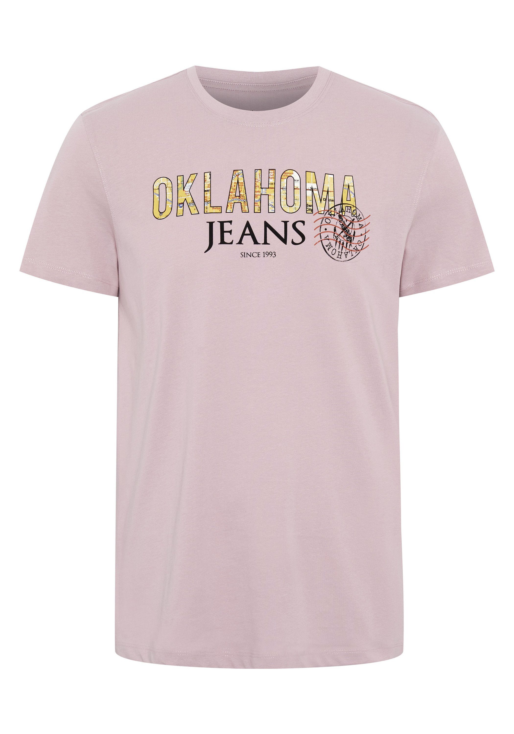 Oklahoma Jeans Print-Shirt mit Label-Print im City-Map-Look 15-2705 Keepsake Lilac