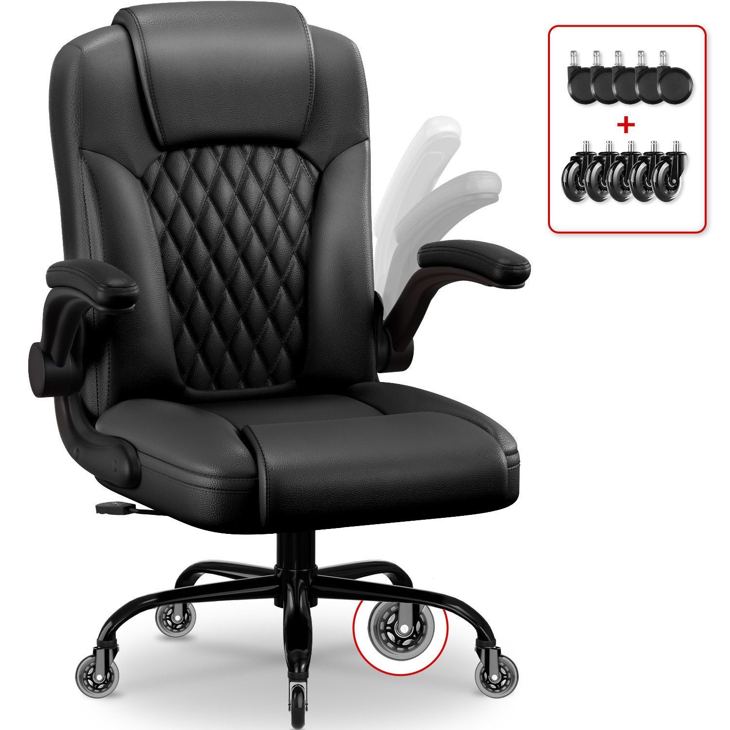 Homimaster Bürostuhl Ergonomisch, Kunstleder Schreibtischstuhl 90° günstig online kaufen