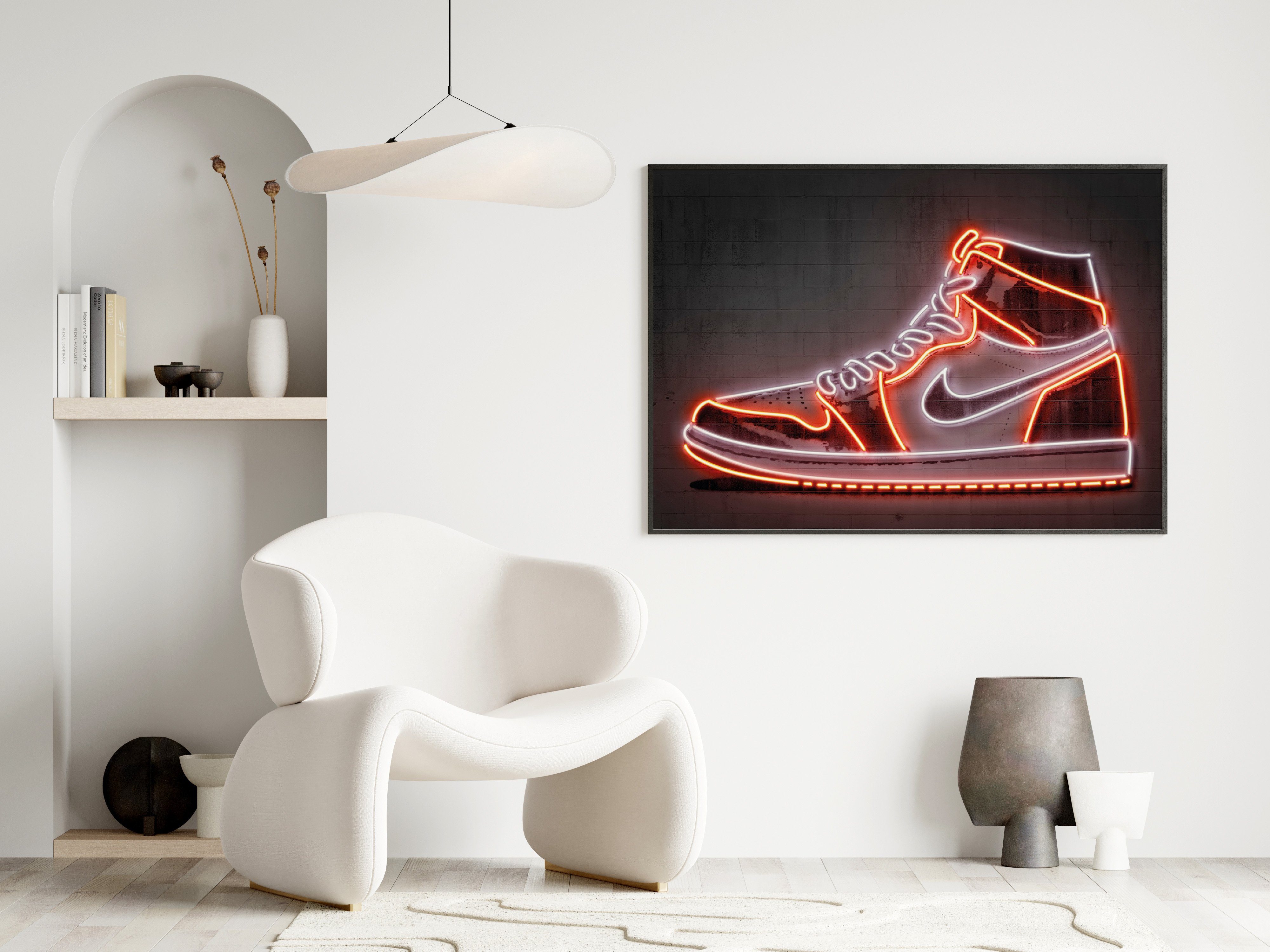 · Nike Poster ® Effekt ohne Premium JUSTGOODMOOD Neon · Rahmen Poster Sneaker