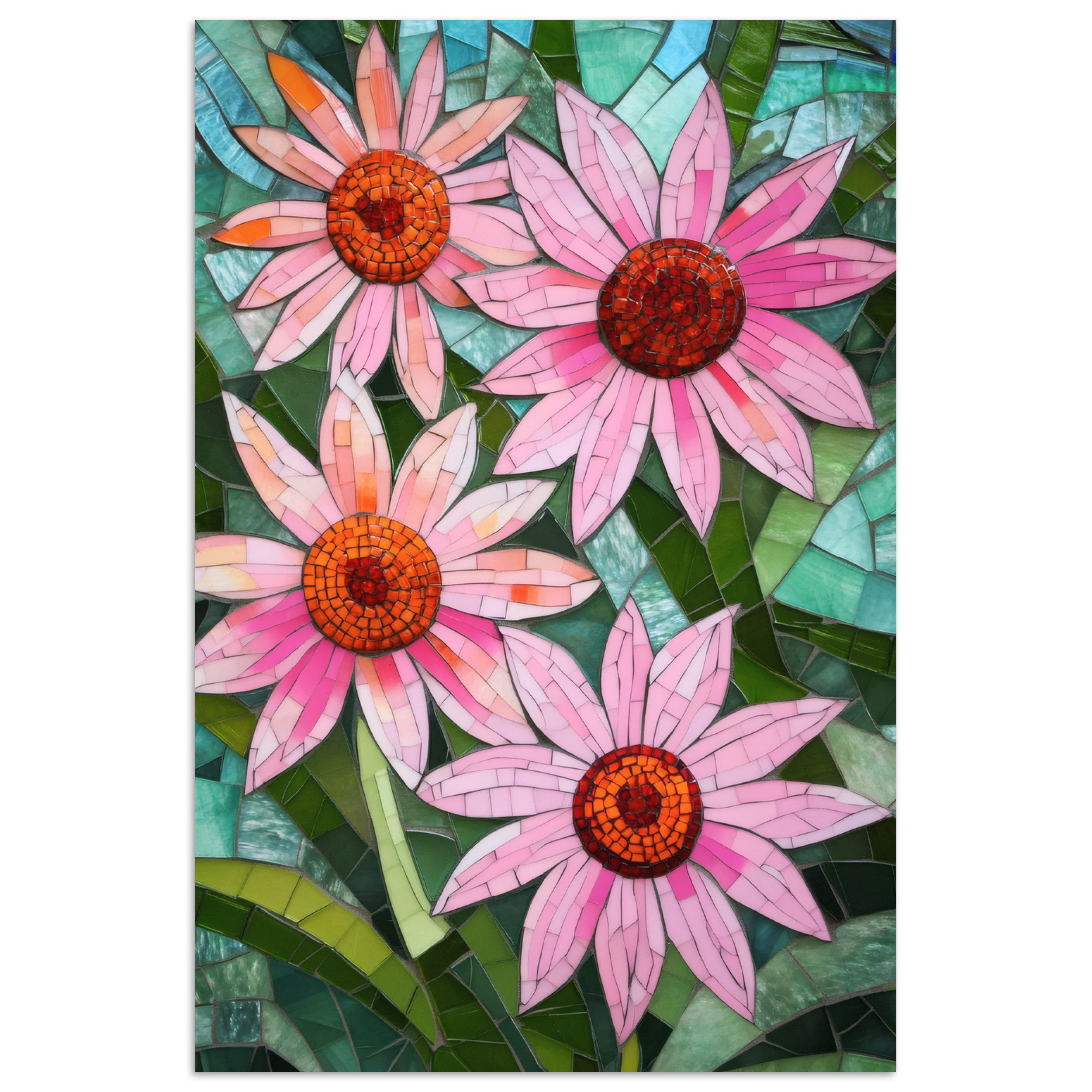 Poster Blumen - Rosa - Glasmosaik