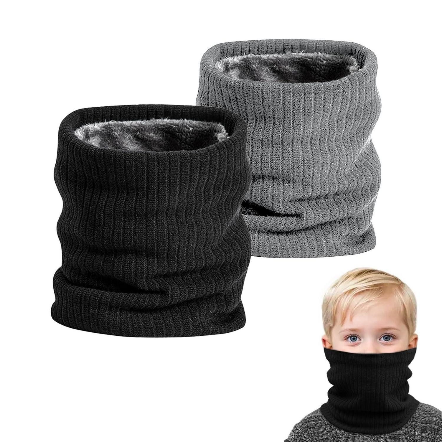 LuxusKollektion Loop Schlauchschal Kinder 2 Stück Schwarz/Hellgrau, (2-St)