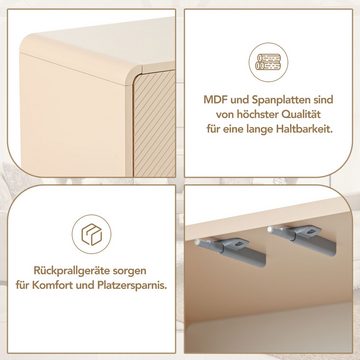 IDEASY Mehrzweckschrank Aufbewahrungsschrank, 60" langes Sideboard (mit großem Stauraum und 4 Türen, für Wohnzimmer und Eingangsbereich) verstellbare Regale, abgerundete Kanten