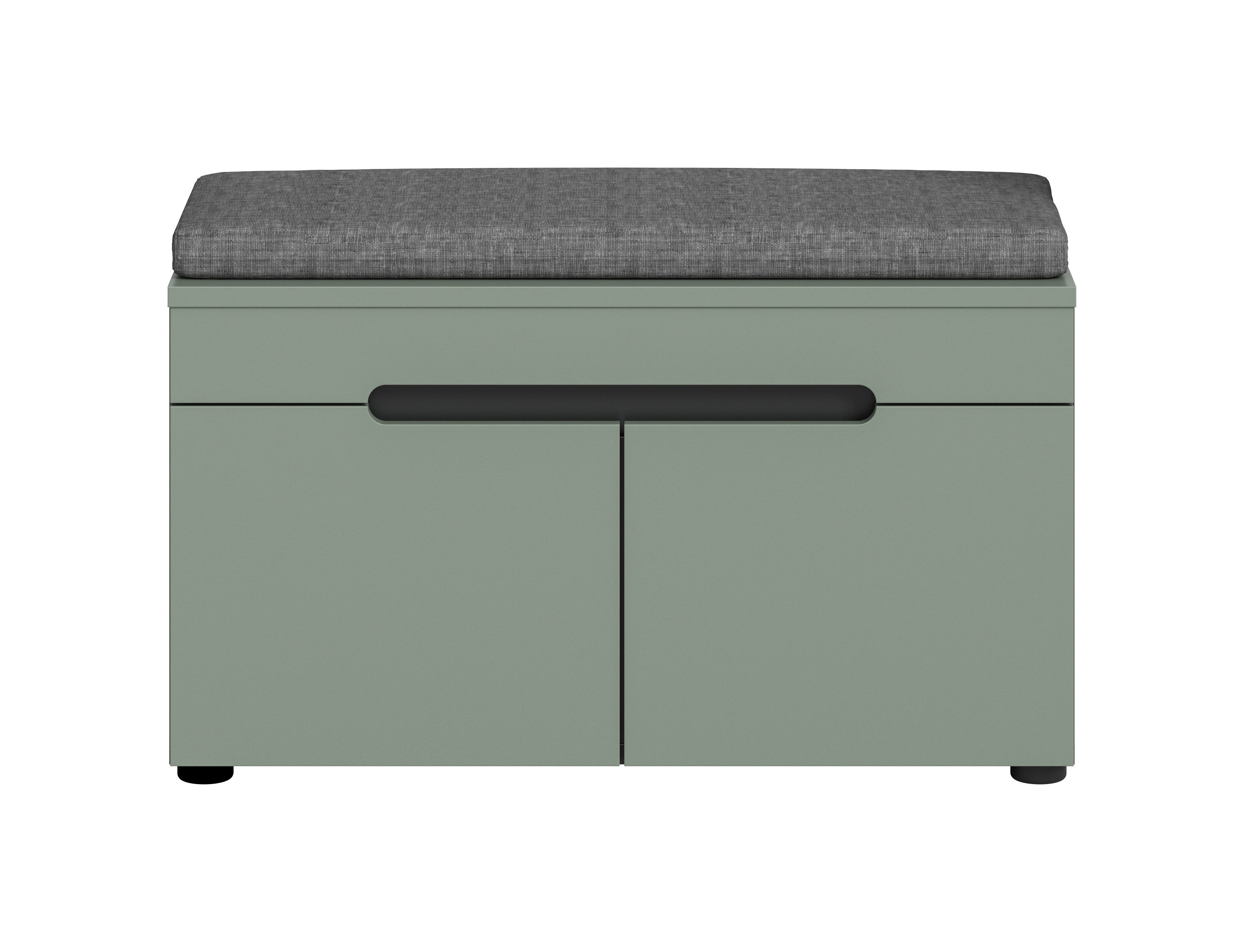 furnling Sitzbank Cano (1-St), inkl. grauem Sitzkissen, 2 Türen, 2 Fächer, Höhe 45 cm