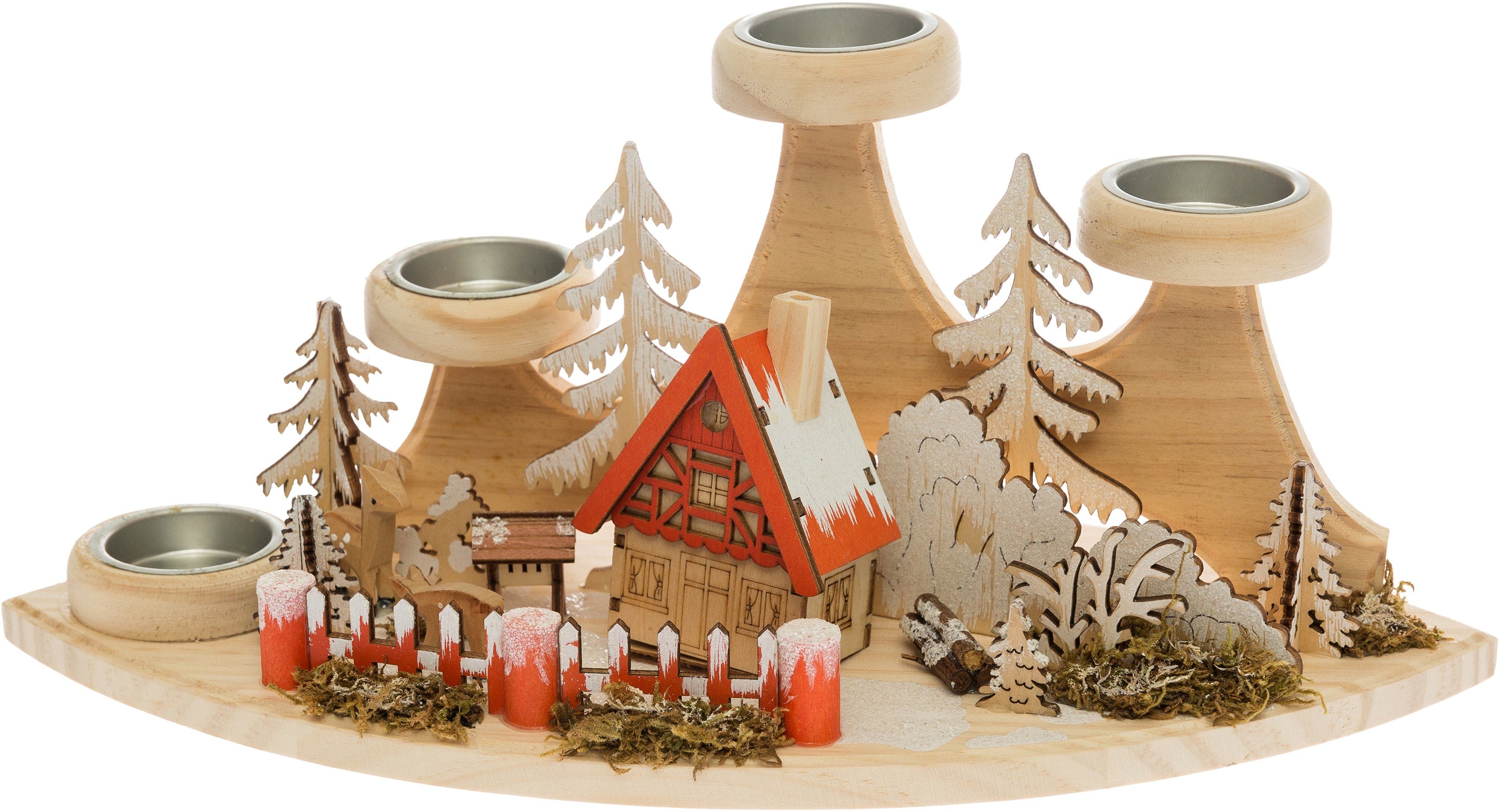 my home Teelichthalter Weihnachtsdeko (1 St), Winterlandschaft aus Holz günstig online kaufen