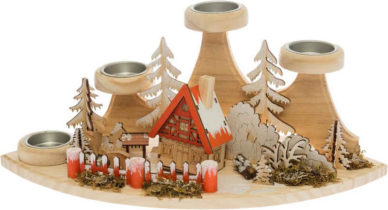 my home Teelichthalter Weihnachtsdeko (1 St), Winterlandschaft aus Holz