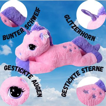 Kuscheltier großes XXL Einhorn Plüscheinhorn Plüschtier Stofftier Unicorn 110cm ro