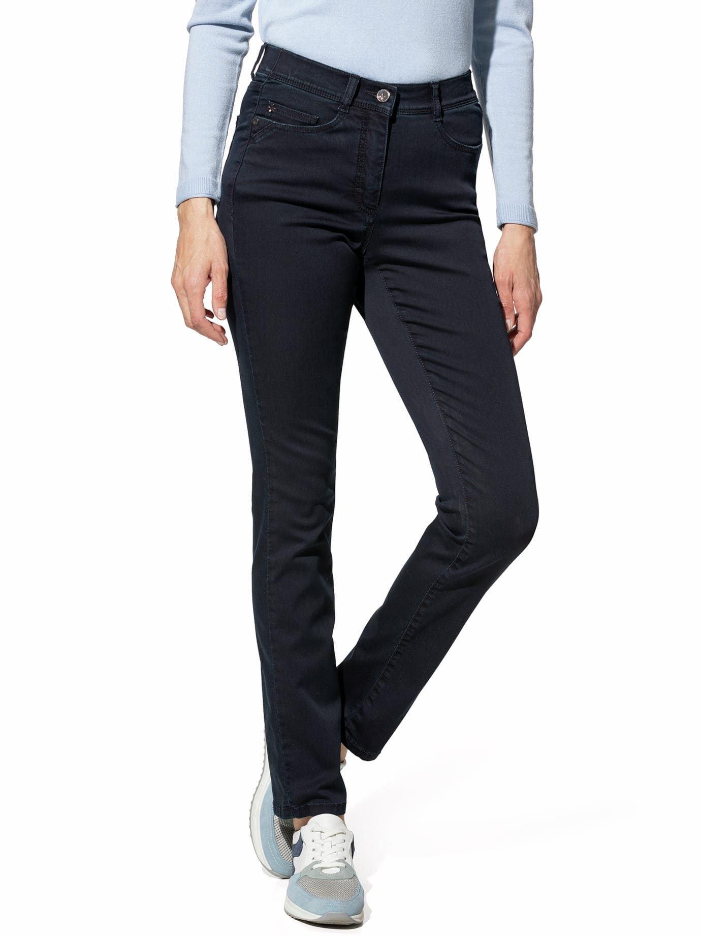 Walbusch Stretch-Jeans Damen Yoga-Jeans Ultrastretch Stretch-Jeans Comfort-Bund Regular fit Bis zu 50% Dehnanteil, Five-Pocket, bügelfrei & pflegeleicht – Bild 5 von 5