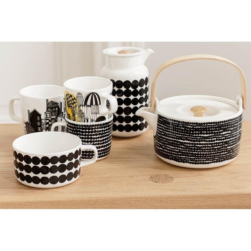 Marimekko Tasse Becher Oiva-Räsymatto Schwarz-Weiß (Groß)