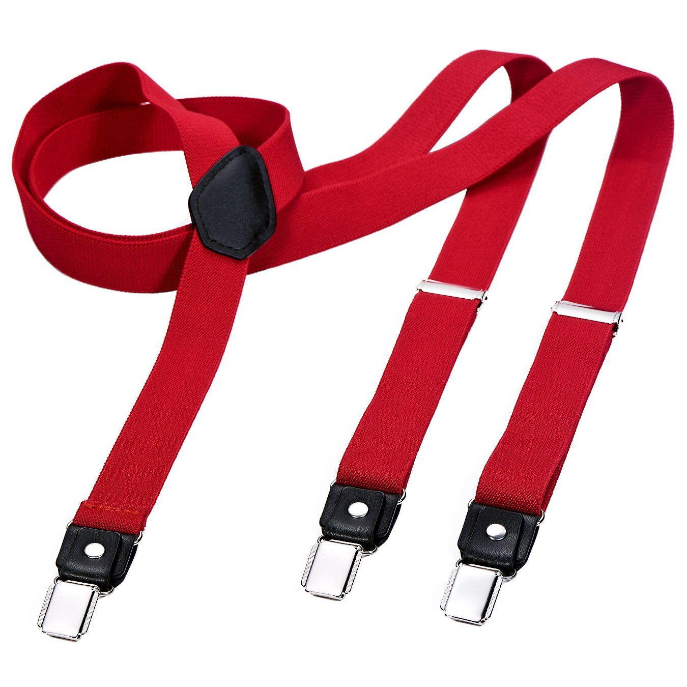 DonDon Hosenträger DonDon® Herren Hosenträger schmal 2,5 cm 3 Clips (1-St) Y-Form, verstellbar mit Clipverschluß, elastisch, schmal 2.5 cm Rot