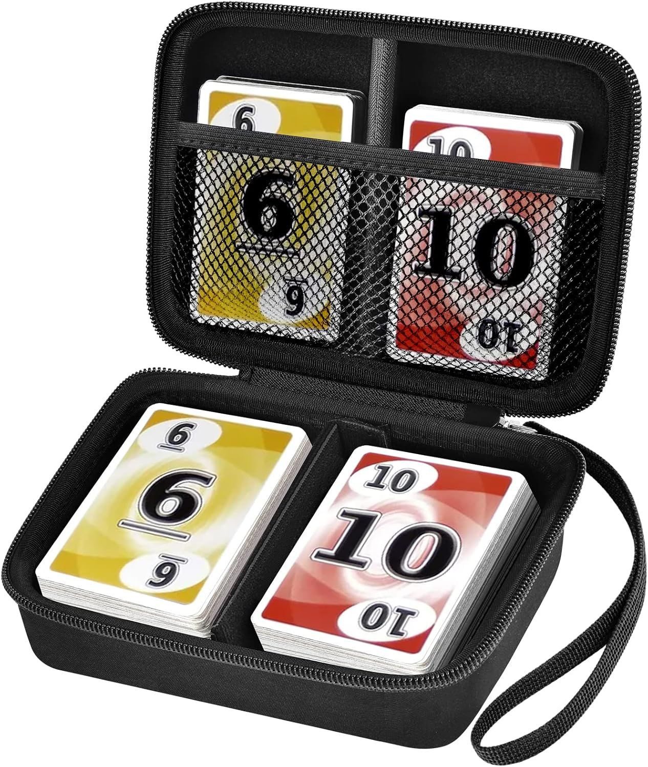 meytrade Sammelkarte Kartenbox Etui Tragetasche Sammelbox in schwarz für Spielekarten, für z.B. Pokemon, Fussballkarten, UNO, Quartett uvm.