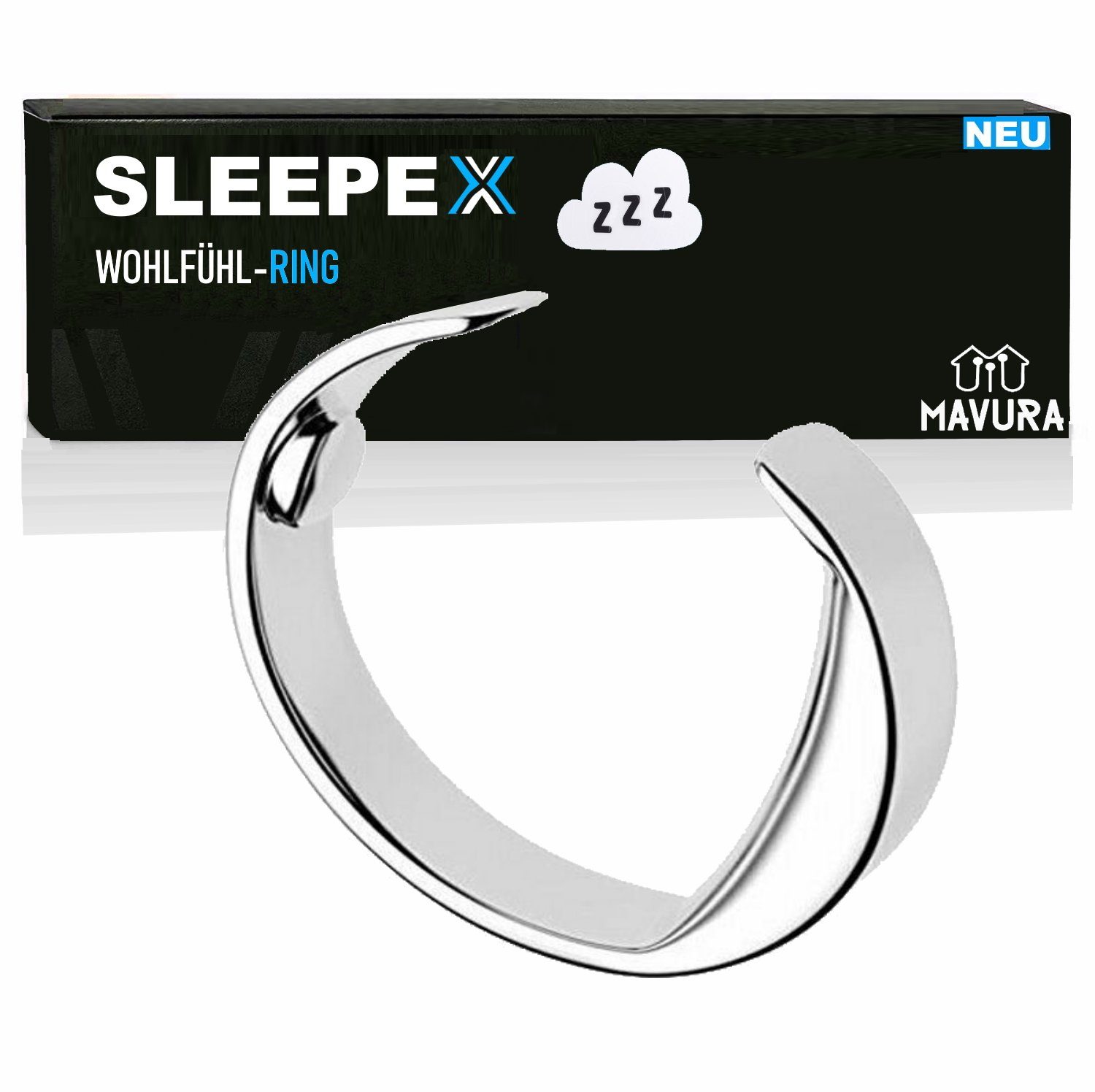MAVURA Anti-Schnarchring SLEEPEX Anti Ring Schnarchen von Basis Aufbewahrungsbeutel) auf mit Akupressur (Ring