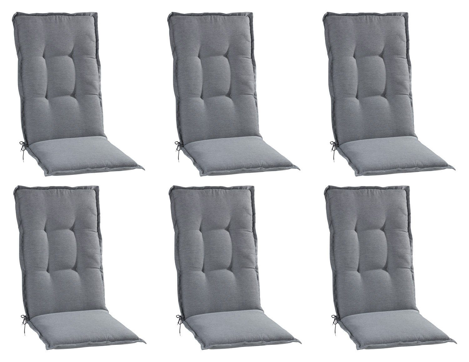 GO-DE Hochlehnerauflage NITTKA, B 50 x L 120 cm, Grau, 6er Set, (Set, 6 St), Подушки для садовых стульев für Hochlehnstühle