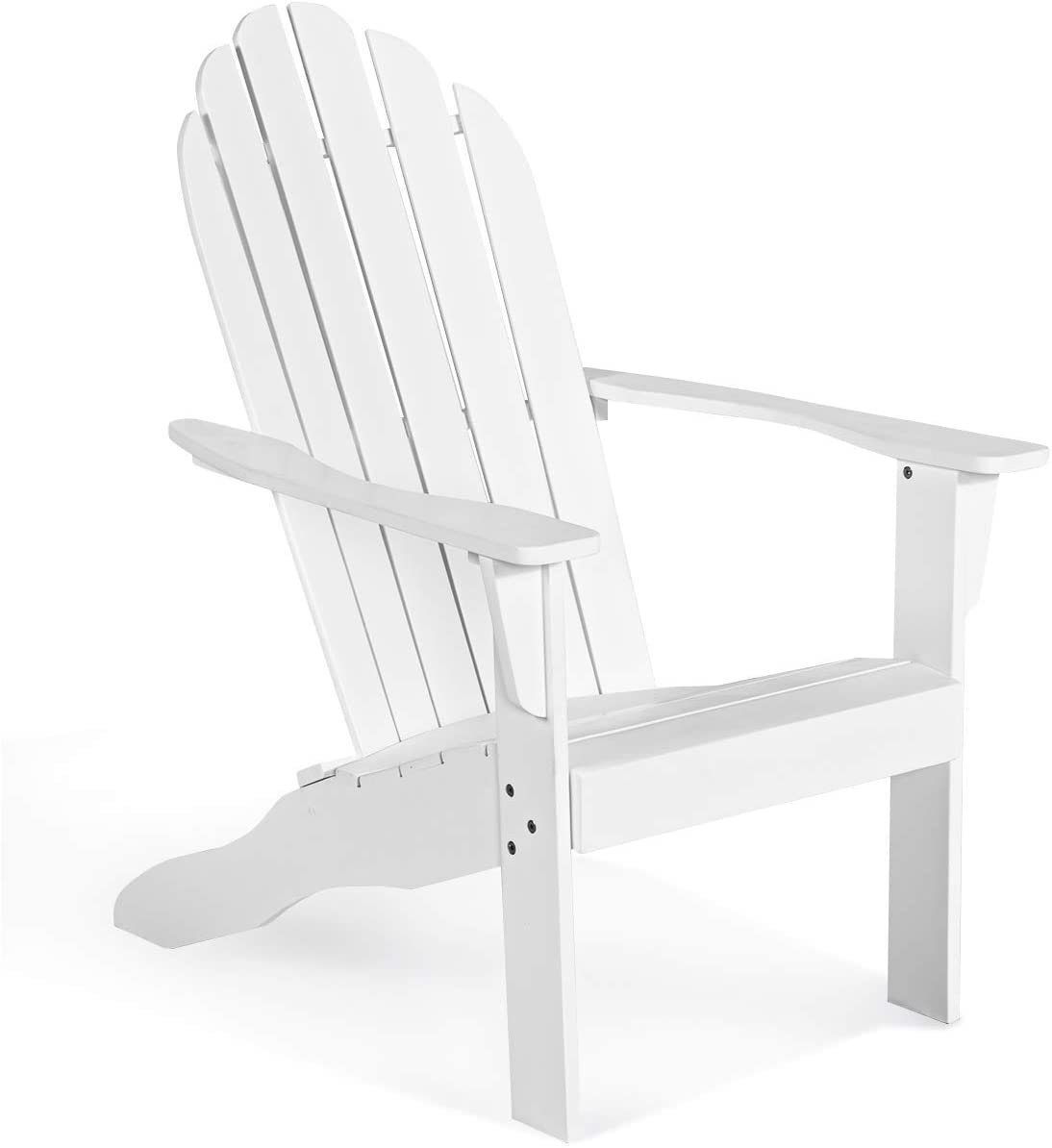 KOMFOTTEU Gartenstuhl Adirondack Stuhl, aus Akazienholz, bis zu 160kg Belastbar Weiß