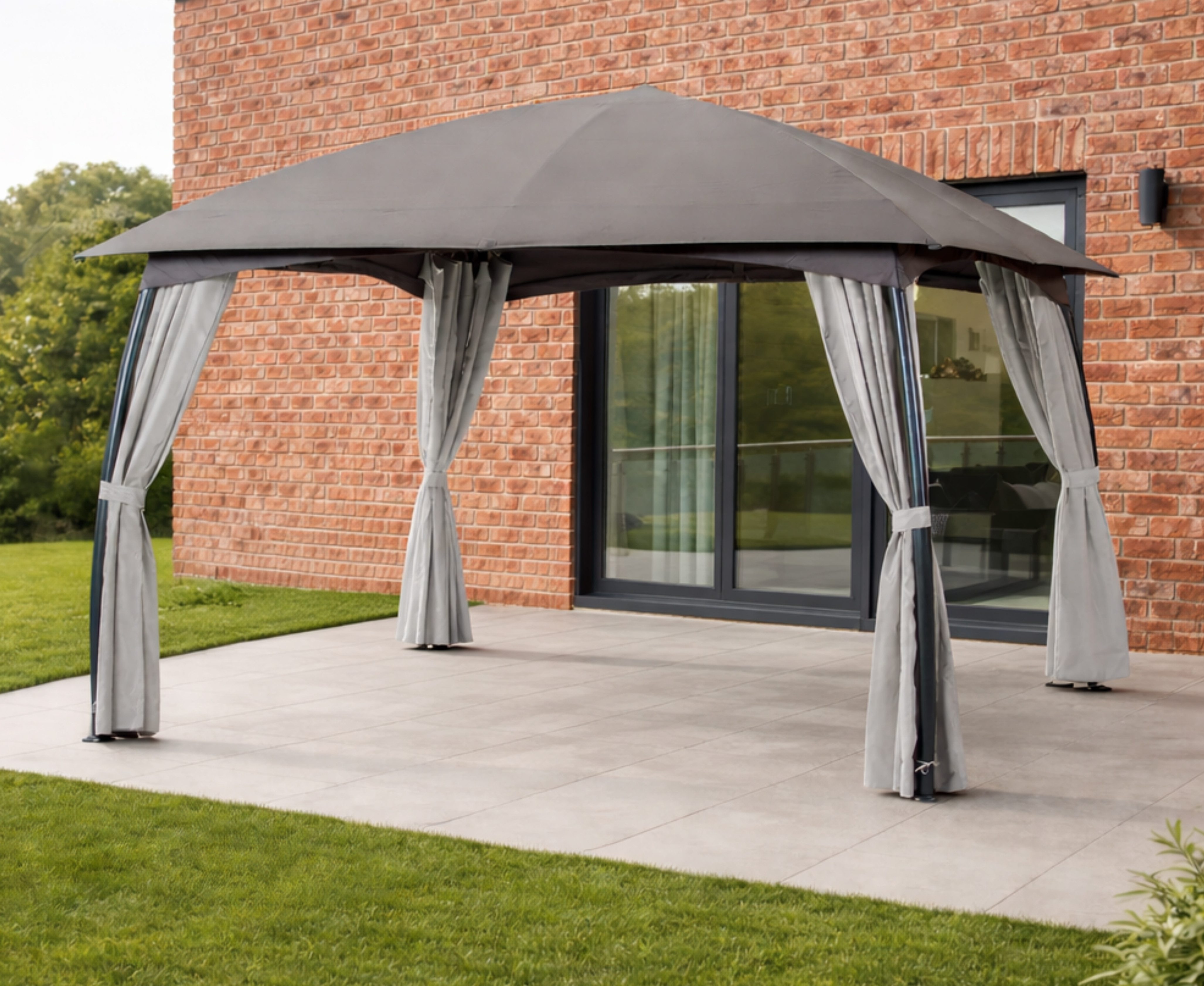 Leco Pavillon Pavillon MILENA 3,3x3,3 m anthrazit grau, mit 4 Seitenteilen, ca. B 330 x T 330 x H 268 cm