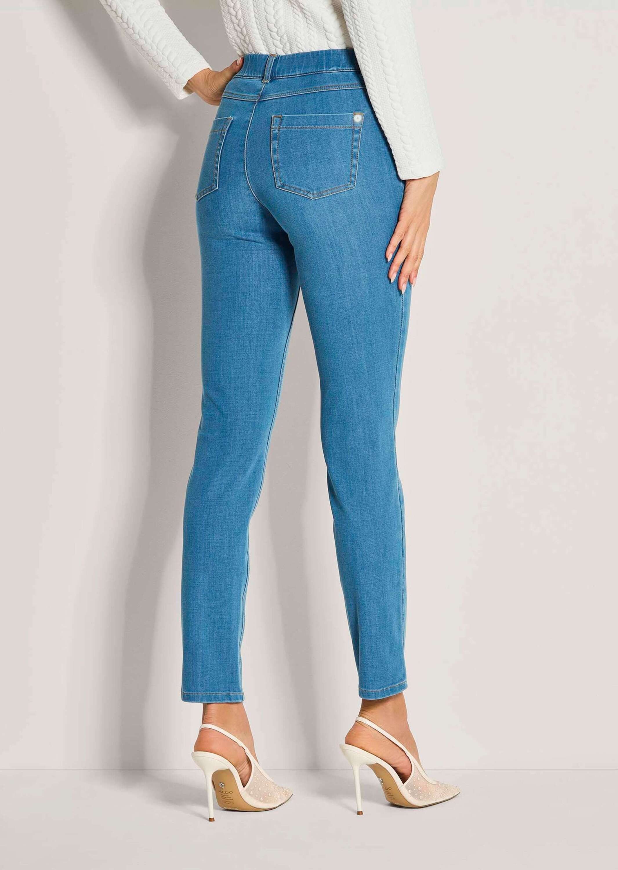 MADELEINE Gerade Jeans Denim-Leggings mit Schlupfbund Bi-elastische Jeans mit Schlupfbund im 4-Pocket-Design