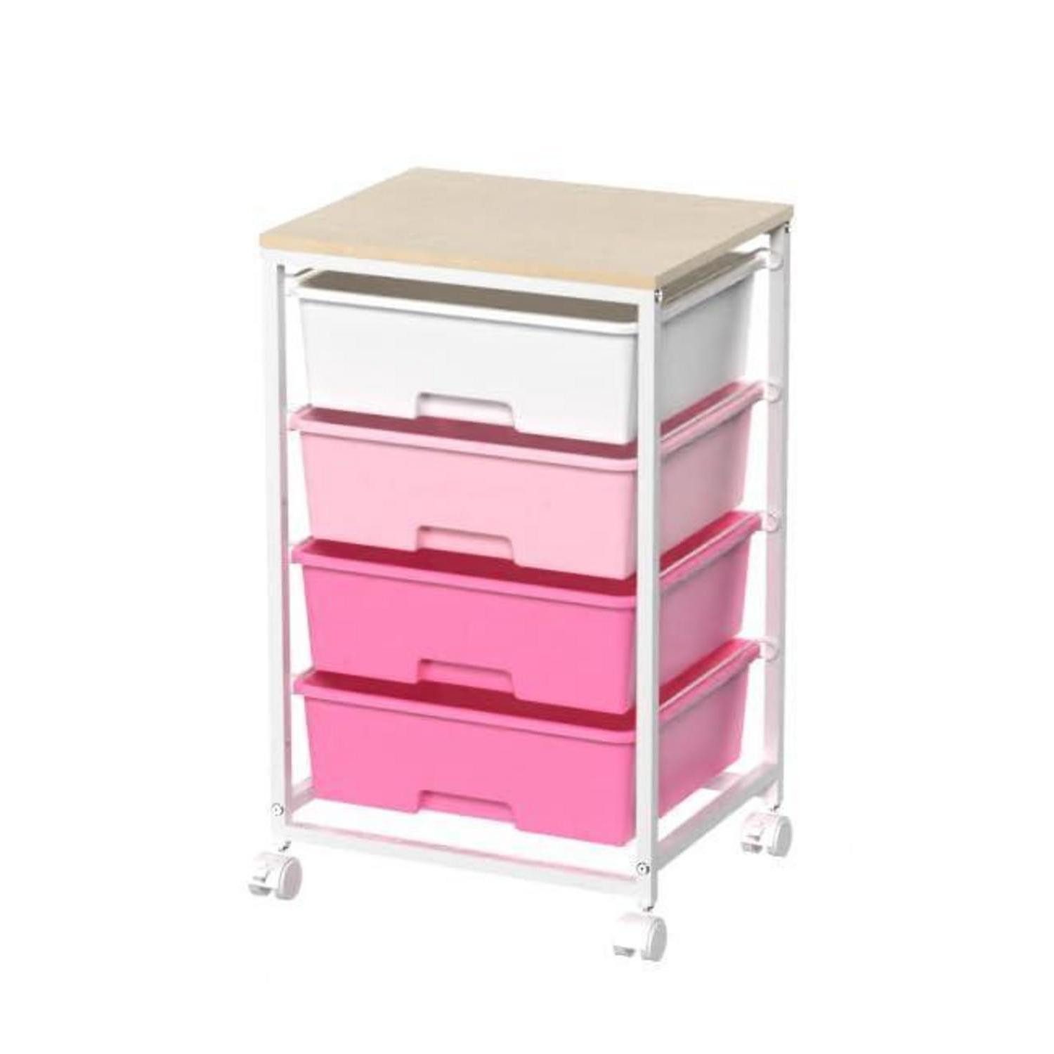 LuxusKollektion Rollwagen Rollwagen Badrollwagen 4 Schubladen Rosa, (1 St)