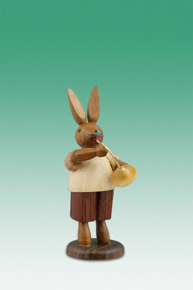 NEU Höhe Osterdekoration 7,5cm Osterhase Waldhorn Musikant Osterhase mit