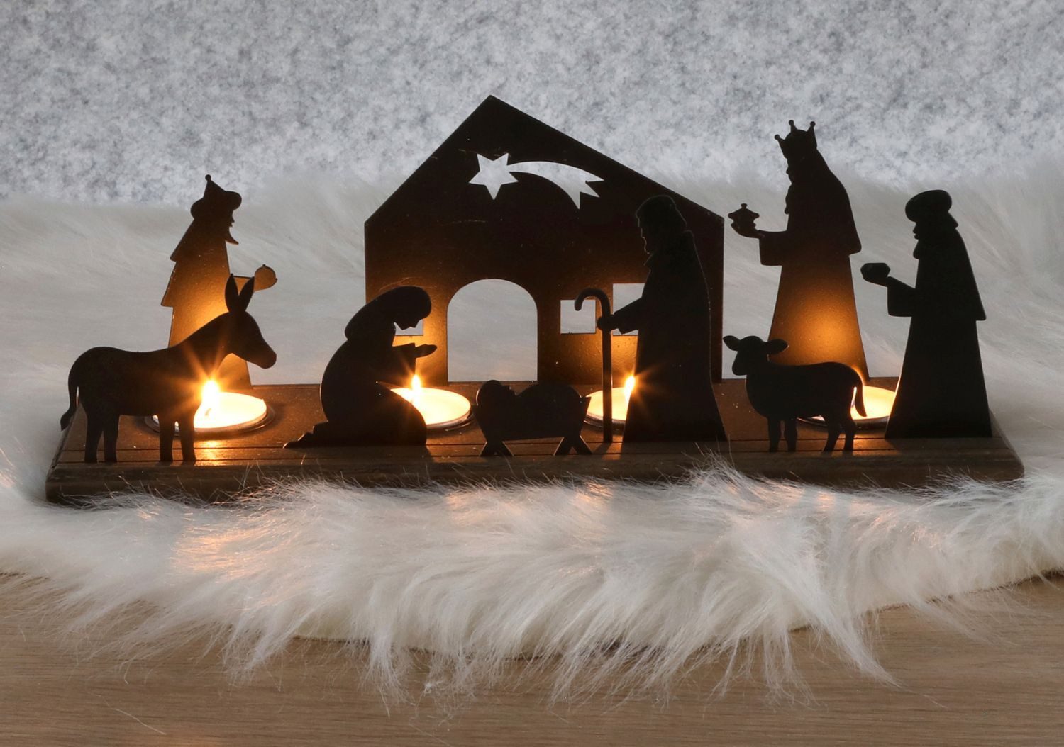 BURI Kerzenständer Kerzenhalter Weihnachtskrippe 32cm Weihnachtsdeko günstig online kaufen
