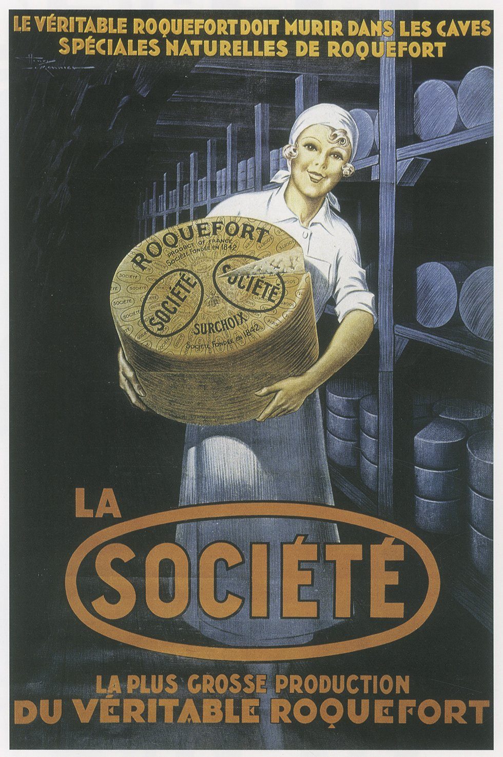 Kunstdruck Roquefort La Societe Henri Le Monnier Käse Frankreich Kunstdruck Werbu, (1 St)