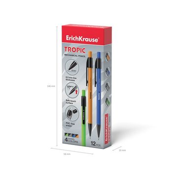 Erich Krause Druckbleistift, Druckbleistift HB 0,5mm rund mit Radiergummi 12 Stück