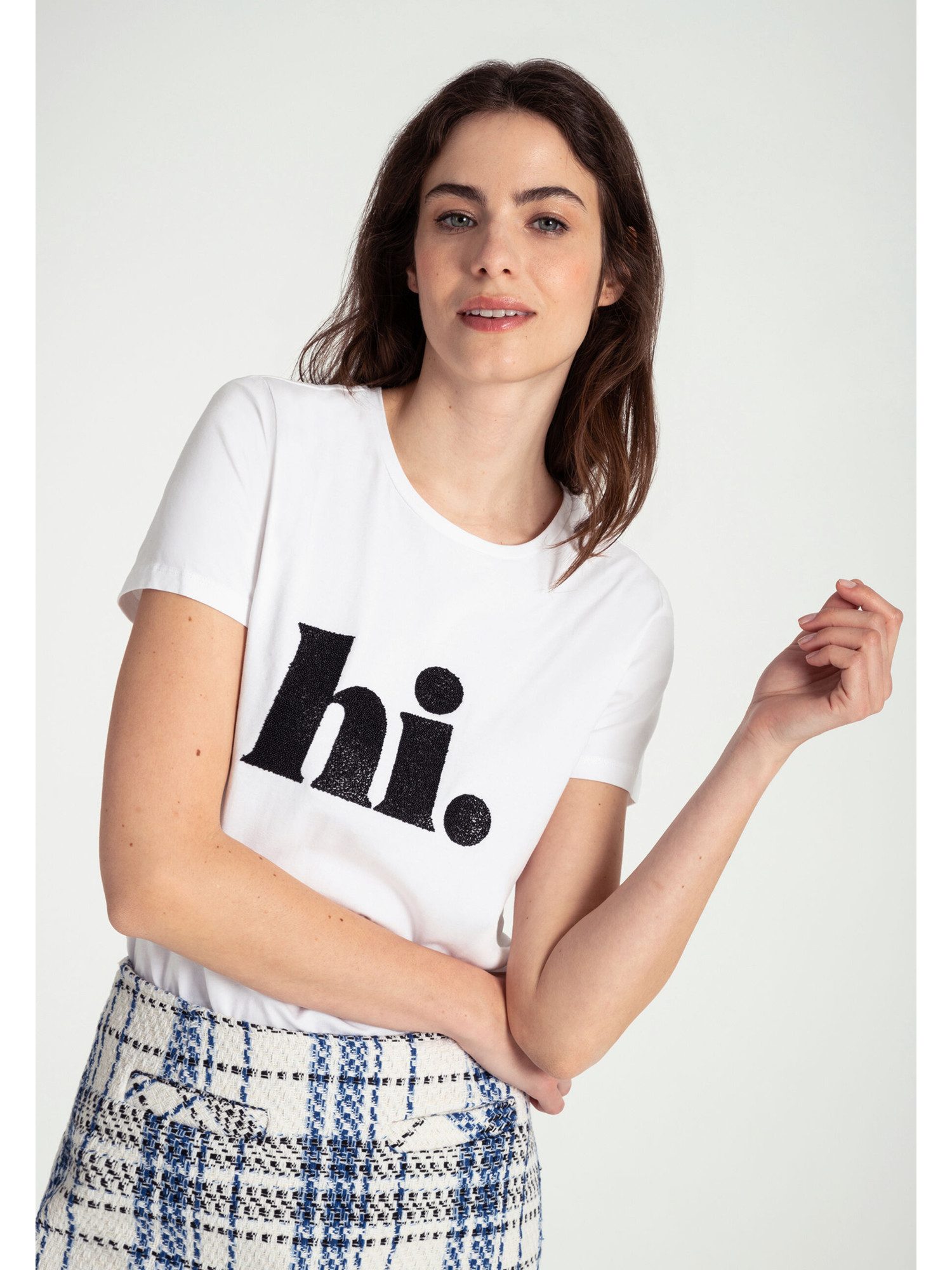 MORE&MORE Kurzarmshirt Paillettenherzenshirt günstig online kaufen