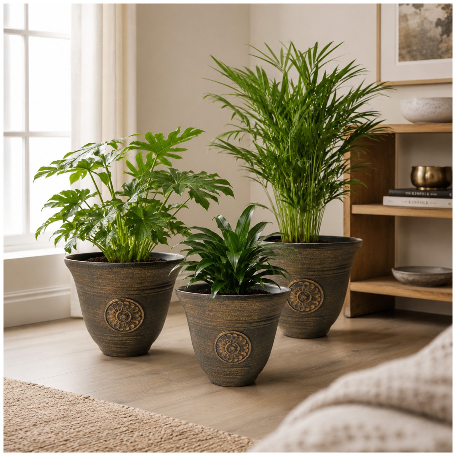 HTI-Living Blumentopf Nessa Sonne 3er-Set (Set, 3 St., 3 Übertöpfe), Übertopf Kunststoff