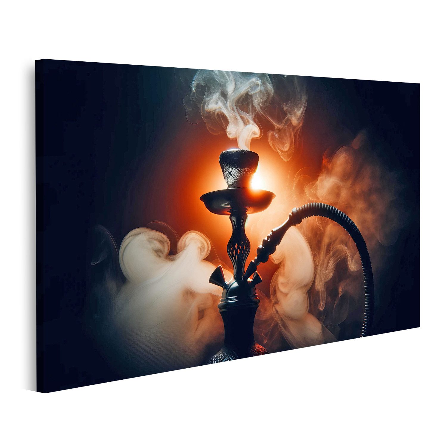 islandburner Leinwandbild Dramatisches Shisha-Silhouette mit leuchtendem Rauch