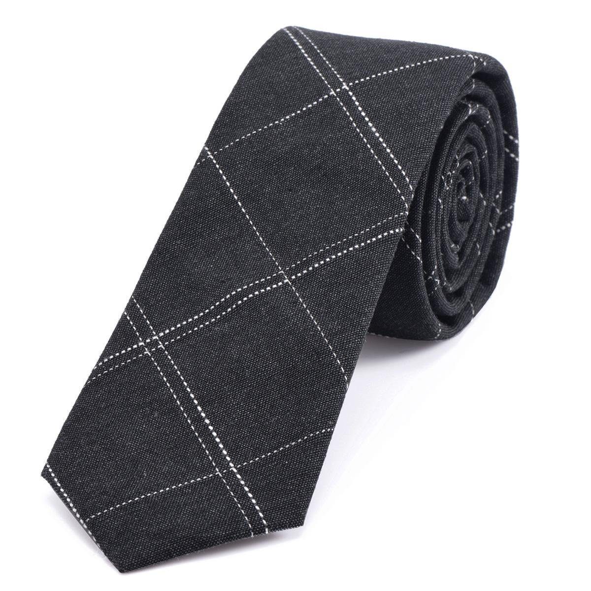 DonDon Krawatte Herren Krawatte 6 cm (Packung, 1-St., 1x Krawatte) Baumwolle, kariert oder gestreift, für Büro oder festliche Veranstaltungen anthrazit gestreift