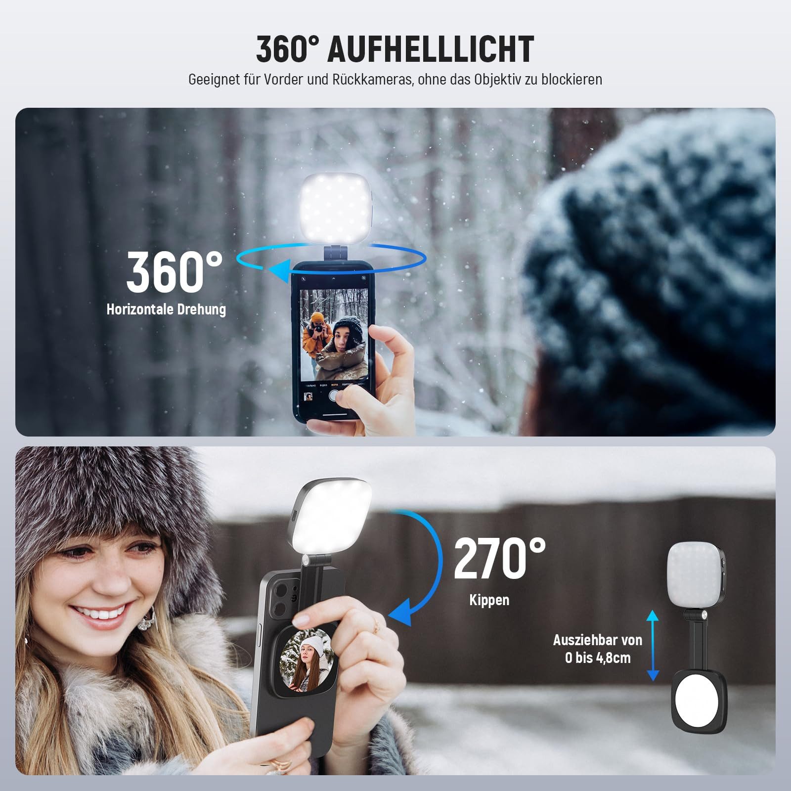 Neewer Videoleuchte NL40R Magnetische Selfie Licht, Faltbar, 4 Modi, CRI95+, 914lx, Ringlicht für iPhone MagSafe Live Streaming Make up Konferenz – Bild 4 von 5