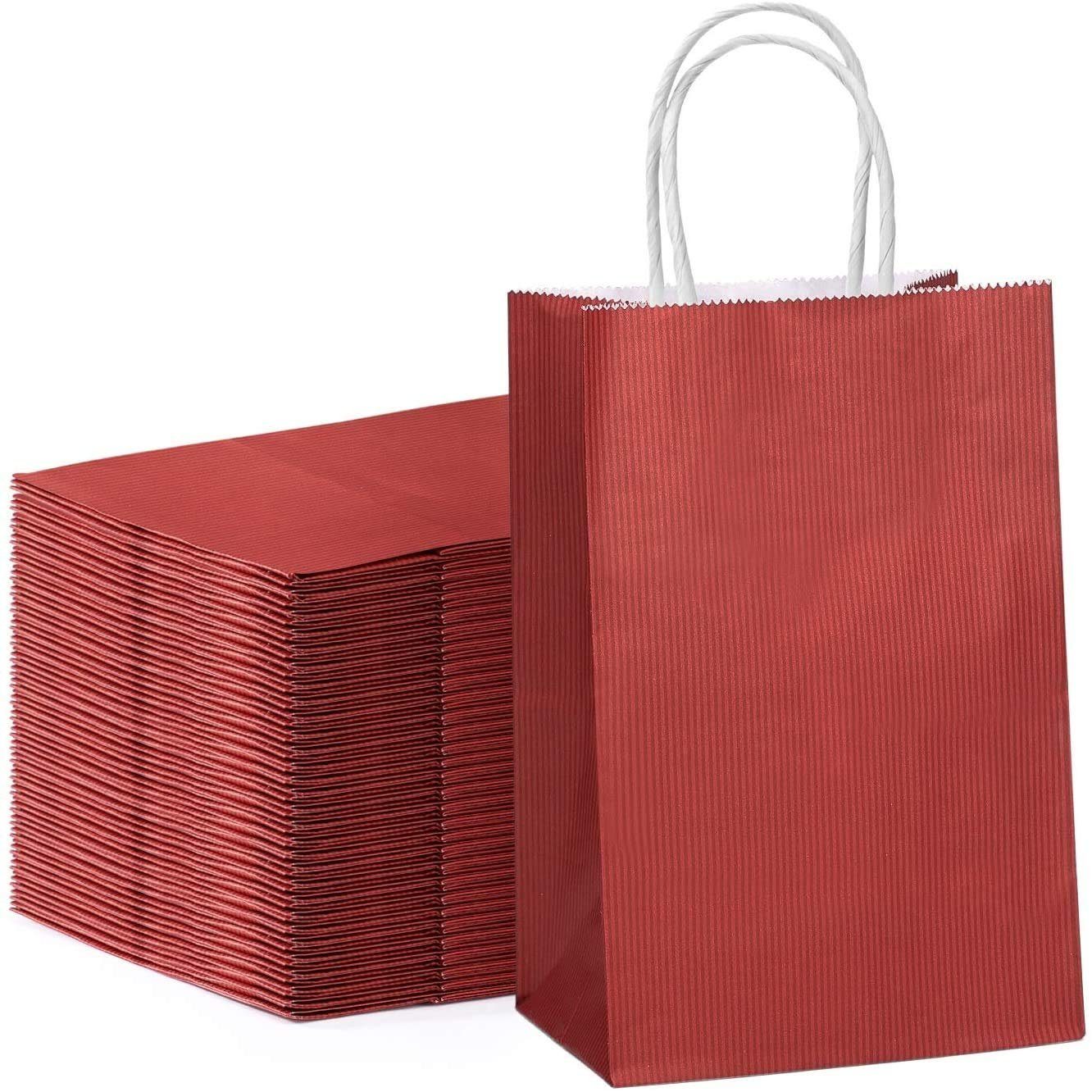 Switory Geschenkpapier Kraft Geschenktüten mit Griff, Papiertüten, Papier Kraft Tragetasche, (50St), 13cm x 9,5cm x 20cm Rot