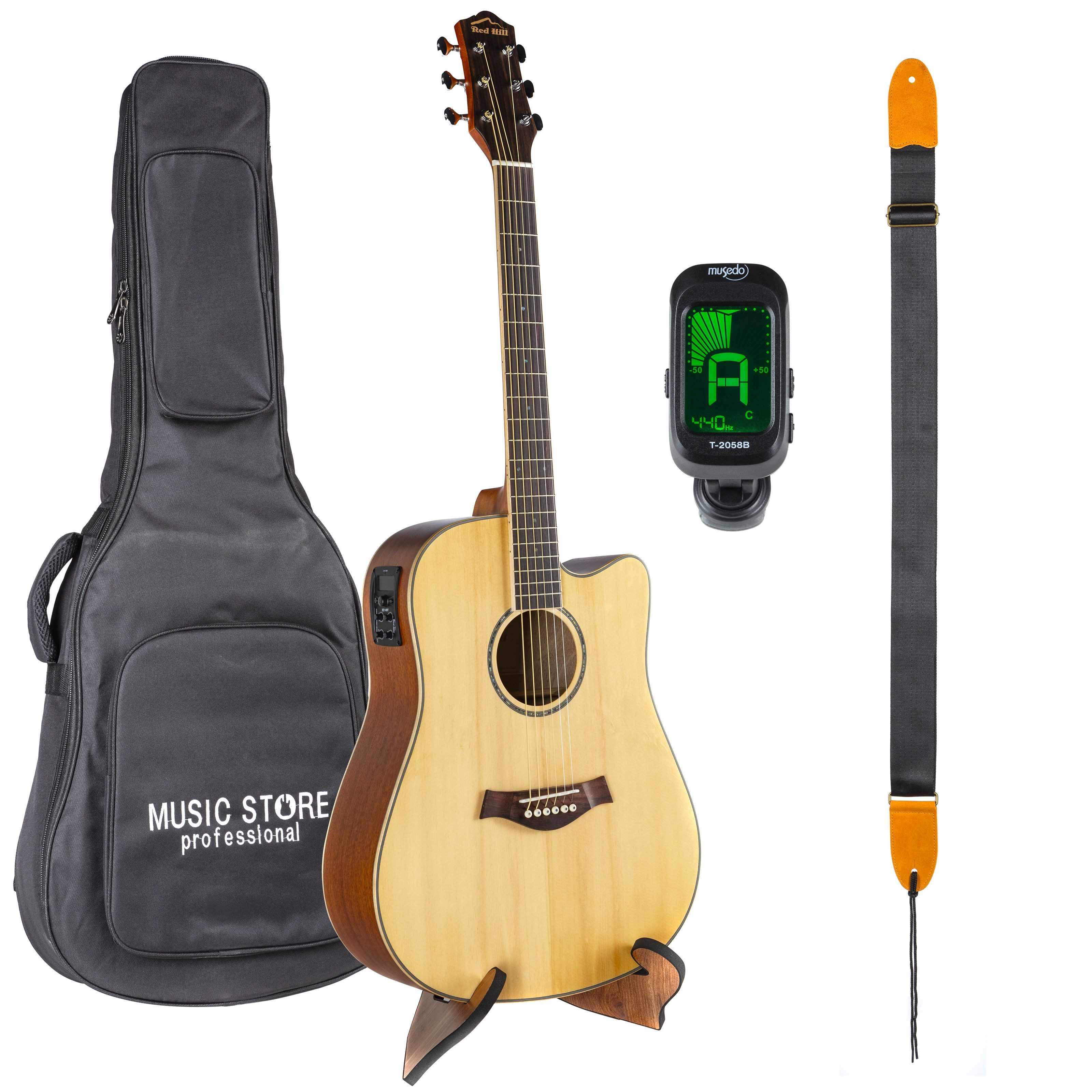 Red Hill Westerngitarre, Westerngitarren, Westerngitarren-Sets, Western Bundle II Breites Griffbrett - beginner set acoustic guitar