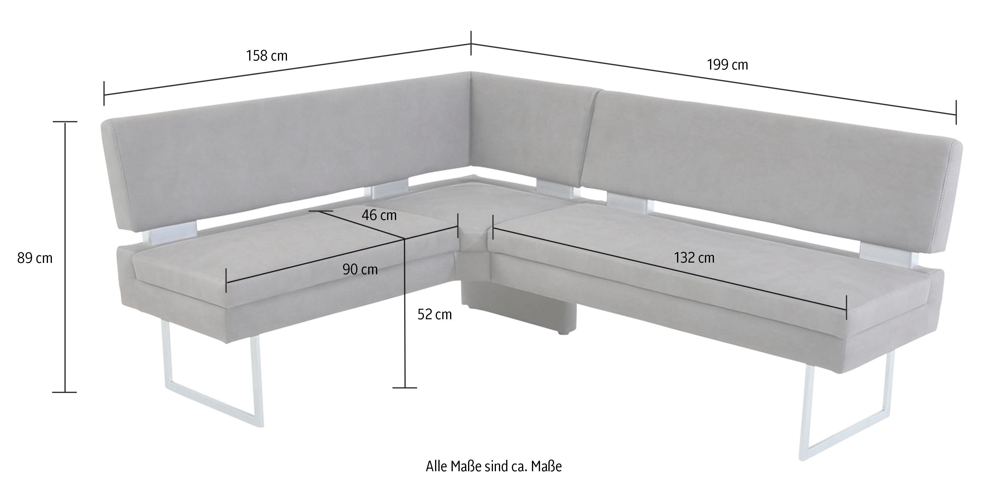 rechts, langer 2 Schenkel K+W & 1 Komfort links zinn Essgruppe, Freischwinger, oder (4-tlg), 88 Funktionstisch Wohnen