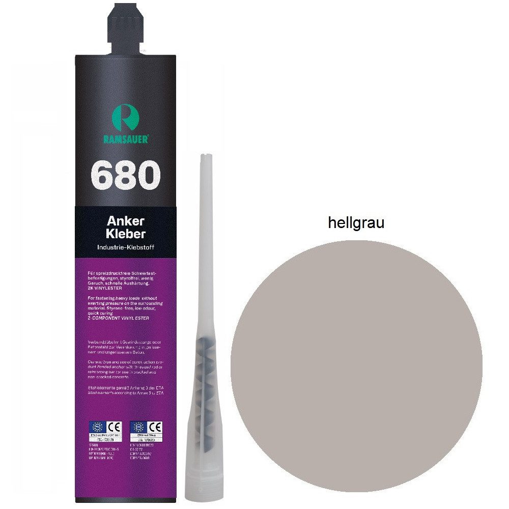Ramsauer Klebstoff Ramsauer 680 Anker Kleber grau 2K Injektionsmörtel 445g Kartusche, 2 Komponenten