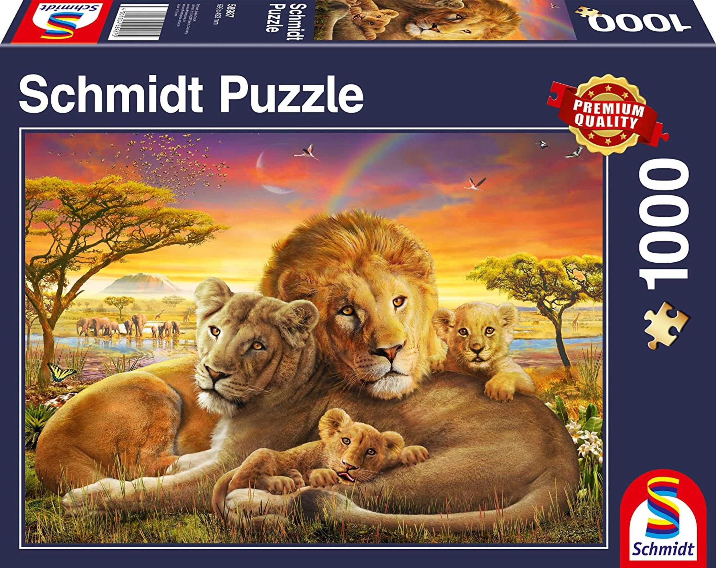 Schmidt Puzzleteile Spiele 1000 Puzzle Löwenfamilie, Kuschelnde