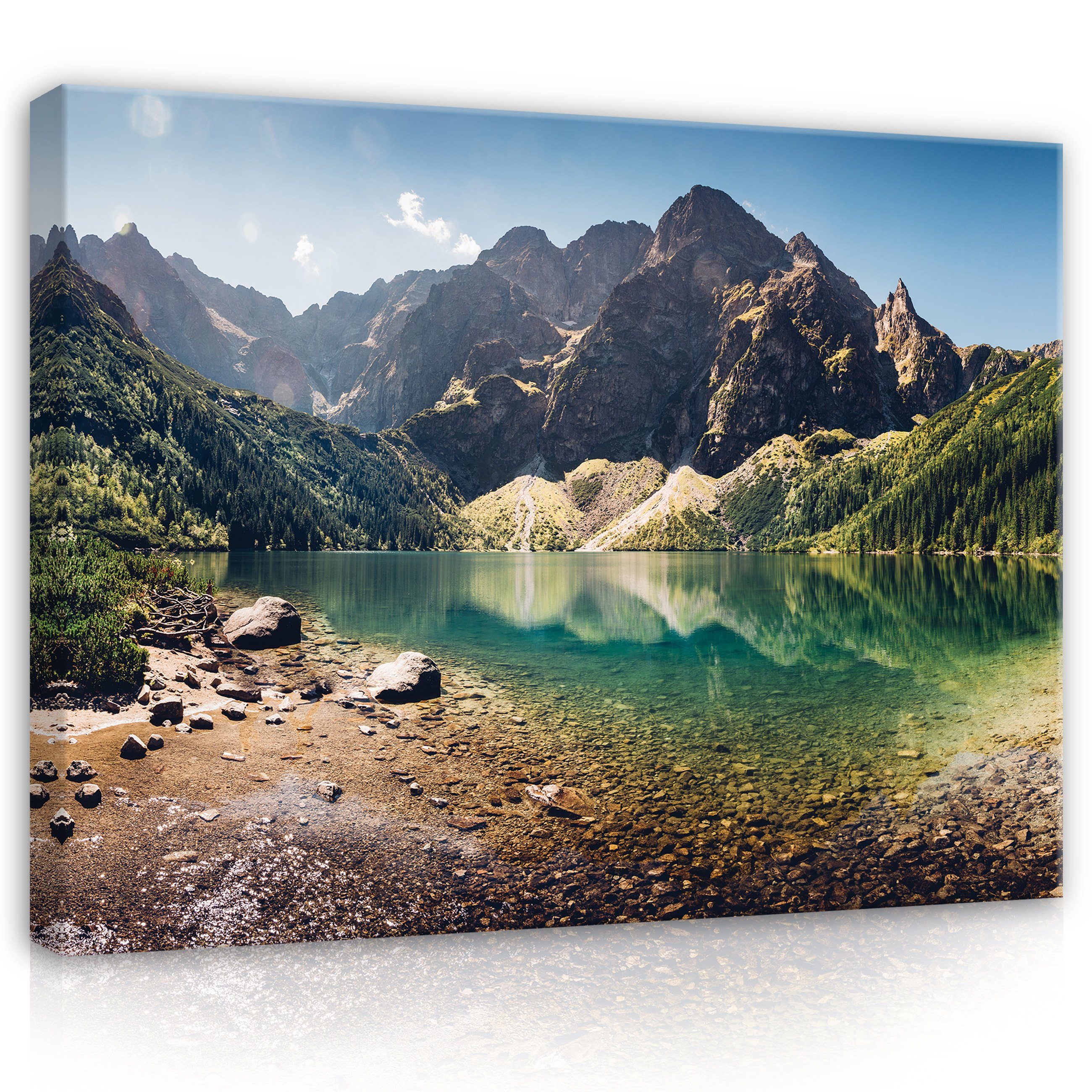 See Kunst (Einteilig), Modern, Leinwandbild Natur Landschaft Leinwandbilder Berge Wallarena XXL Wandbild Aufhängefertig Berge