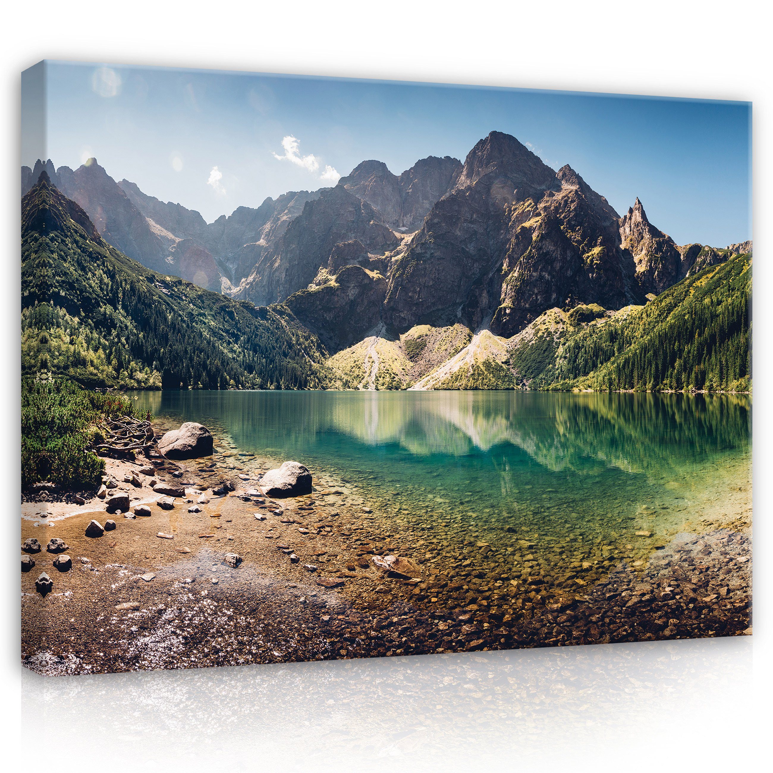 Wallarena Leinwandbild Berge Landschaft Natur See Bilder Wandbild XXL Leinw günstig online kaufen