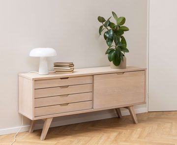 ACTONA GROUP Anrichte A-Line, Sideboard, weiß pigmentierte Eiche, 1 Tür, 4 Schubladen, Breite 160 cm