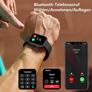 BRIBEJAT Smartwatch (1,75 Zoll, Android iOS), Herren Wählen/Anrufe Annehmen 2,5D HD Gebogener Bildschirm Armbanduhr