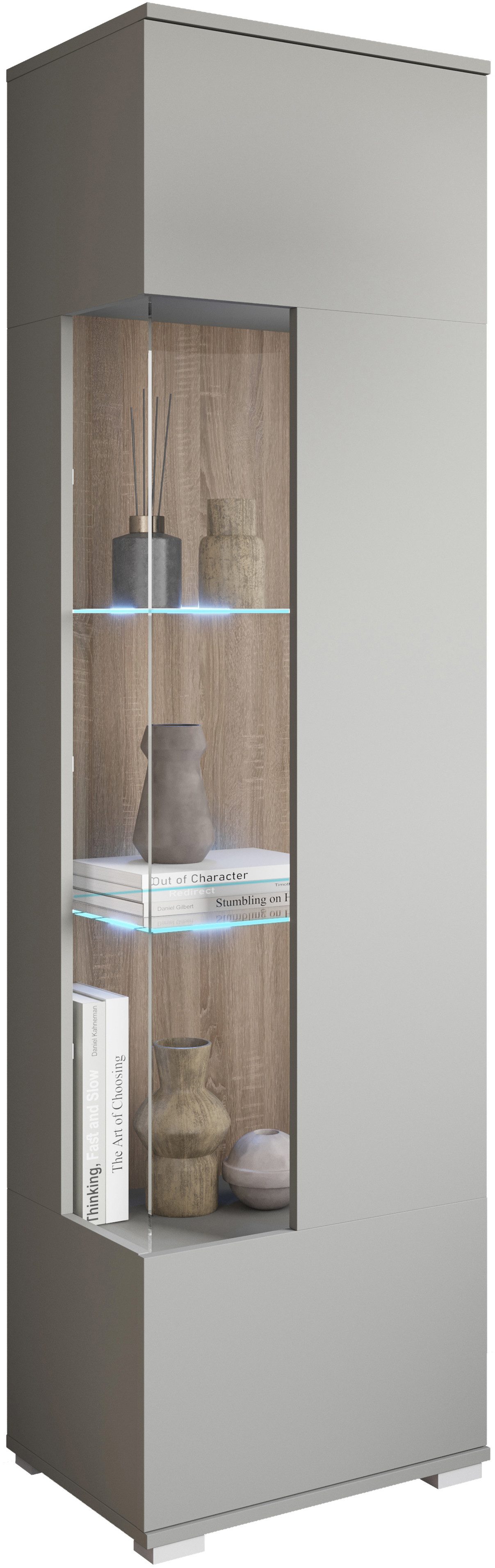 OTTO home Vitrine Kenia, stehend und hängend, Türanschlag wechselbar (1-St) Vitrineschrank mit Glastüren 160 cm Höhe