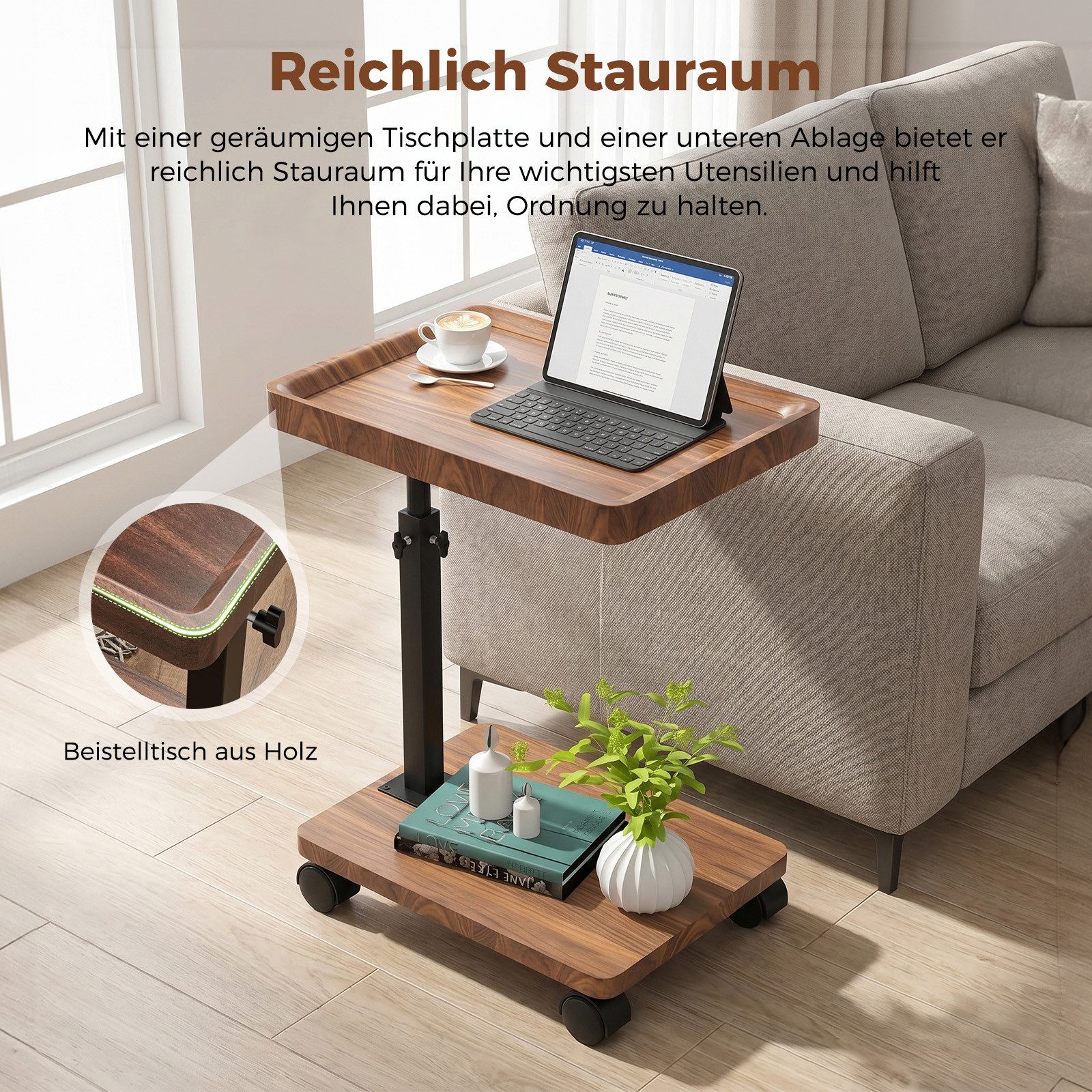 AKKEE Beistelltisch Sofa Klein Beistelltisch, für Schlafsofa und Badewanne, Sofatisch – Bild 5 von 5