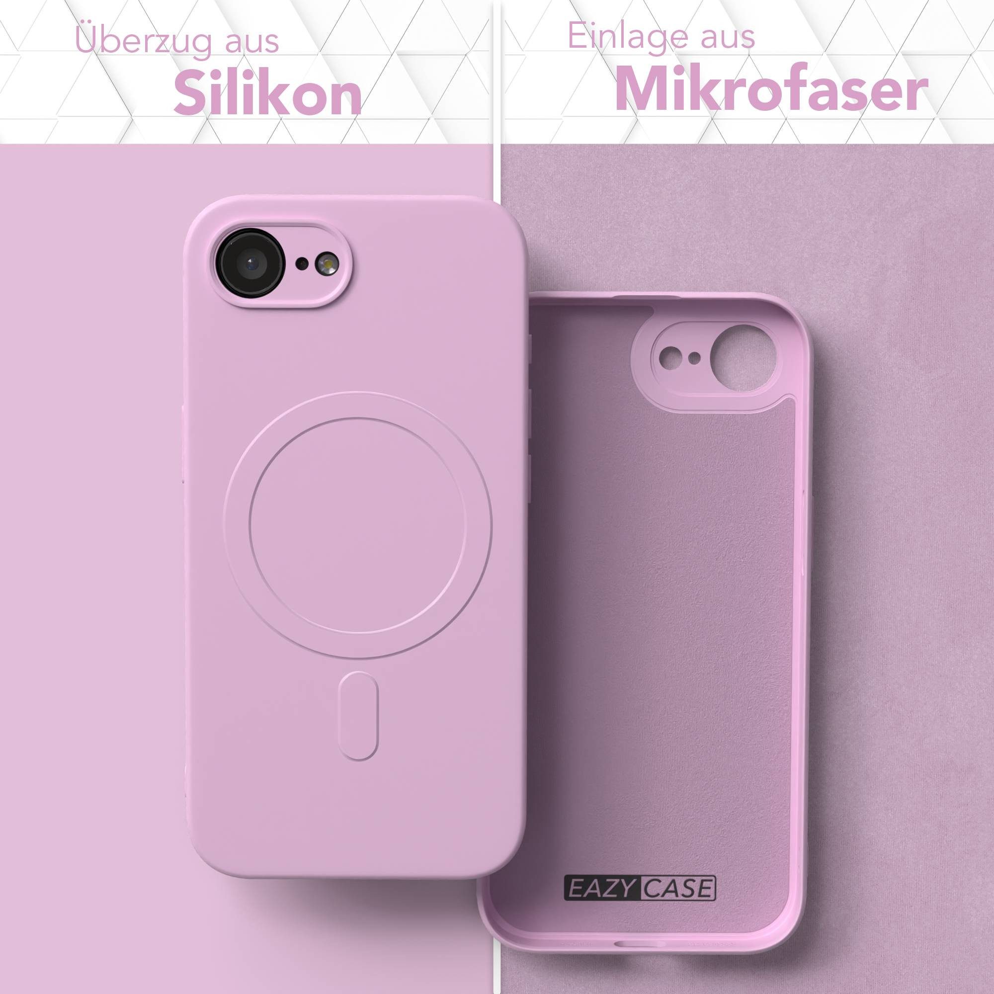 EAZY CASE Handyhülle für Apple iPhone 16e Hülle Silikon 6,1 Zoll, MagSafe Slimcover Kameraschutz Qi-Charging Softcover weich Flieder