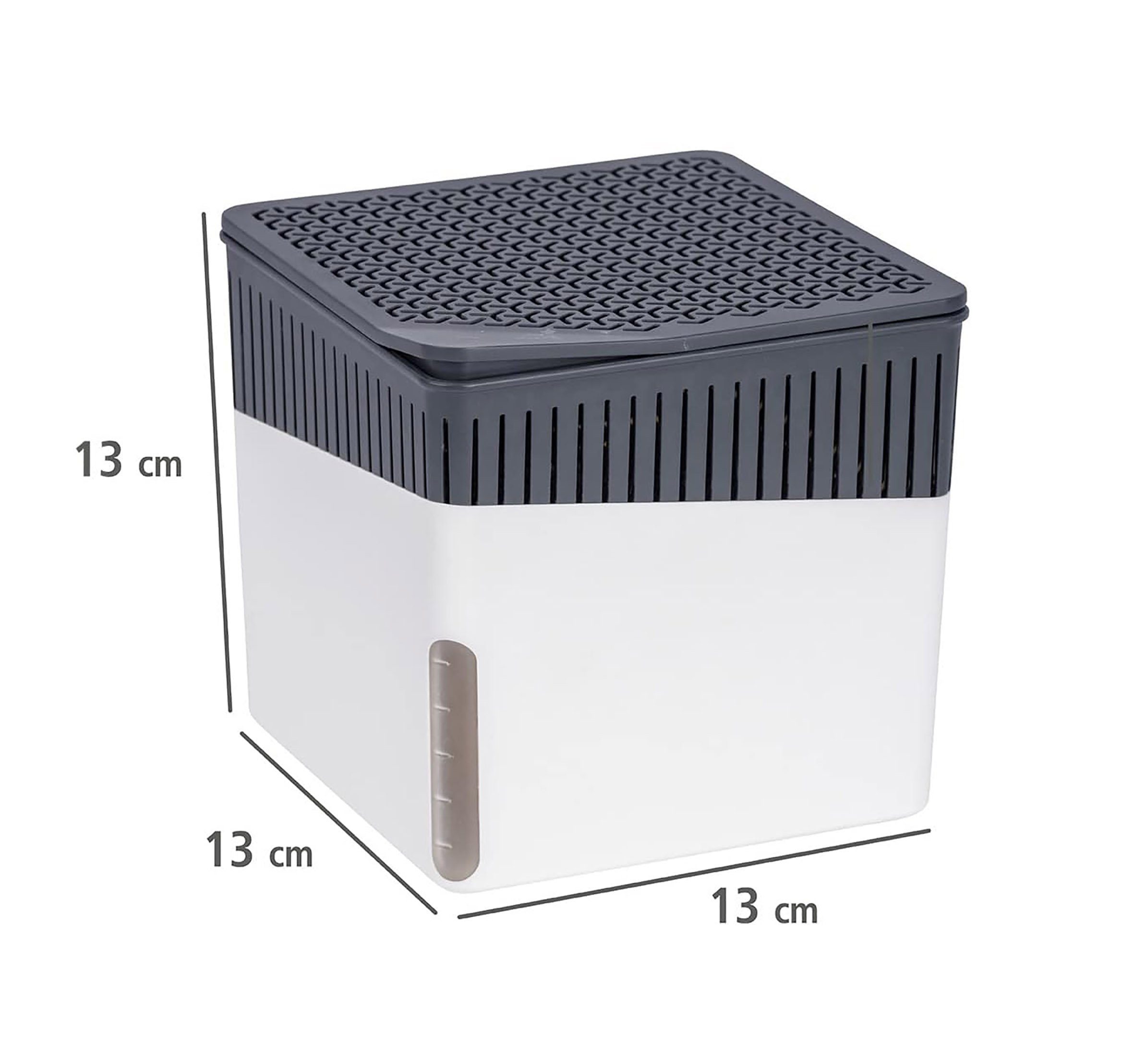 WENKO Granulat-Luftentfeuchter Raumluft Entfeuchter Box mit Wasserstandsanzeige, für 40 m³ Räume, Entfeuchtung 0,10 l/Tag, Tank 0,50 l, Luftentfeuchter für 40qm inklusive 500g Granulat