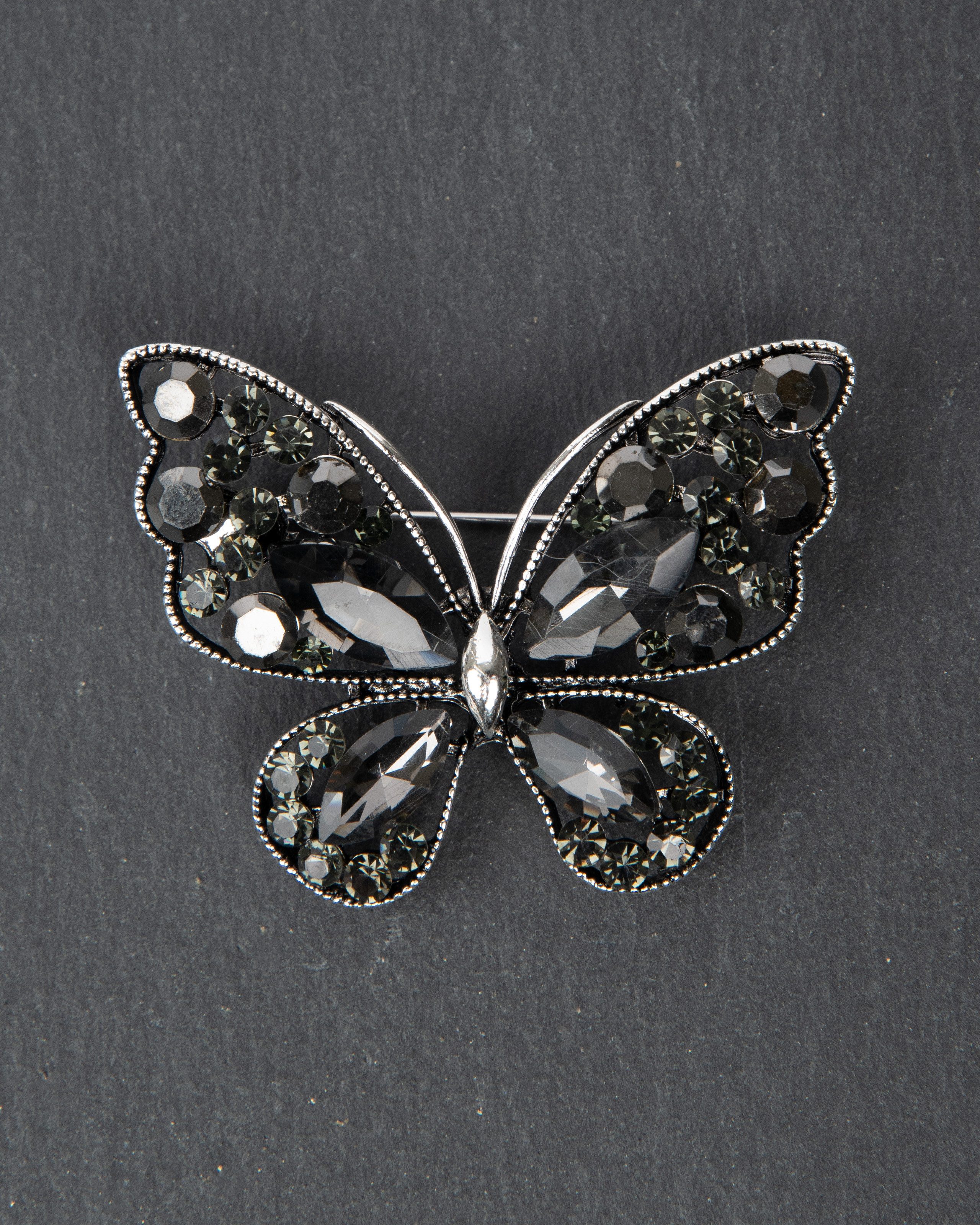 MayTree Brosche "Schmetterling Anthrazit", mit brilliantem Strass (Stück, 1 günstig online kaufen