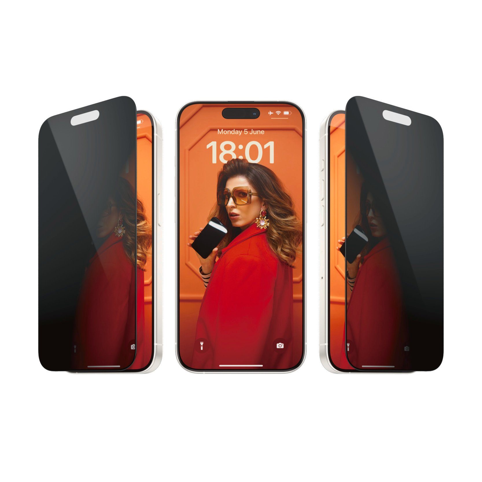 PanzerGlass Displayschutzglas Privacy Screen Protector Glass für iPhone 15 Pro, Ultra Wide Fit