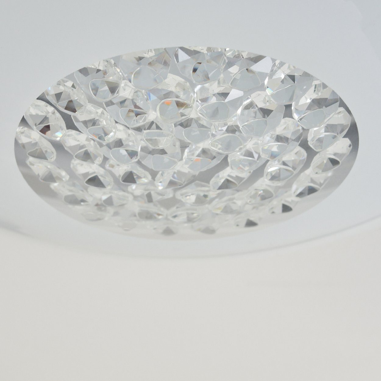 Metall/Glas, runde Deckenleuchte 1xLED 16 Lumen, Kristall-Optik, Weiß/Klar, 1500 3000 »Cialabrone« Kelvin, Leuchte, Watt (inklusive) aus Deckenlampe hofstein Ø37cm,