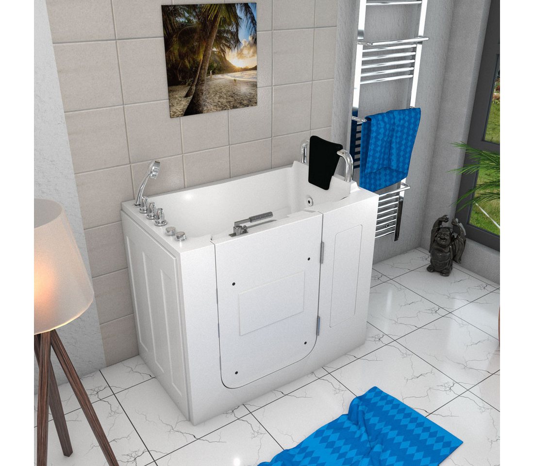Thumbnail - AcquaVapore Whirlpool-Badewanne AcquaVapore Sitzwanne Whirlpool Badewanne Tür S08WP-TH-B-R 110x68cm, (1-tlg)