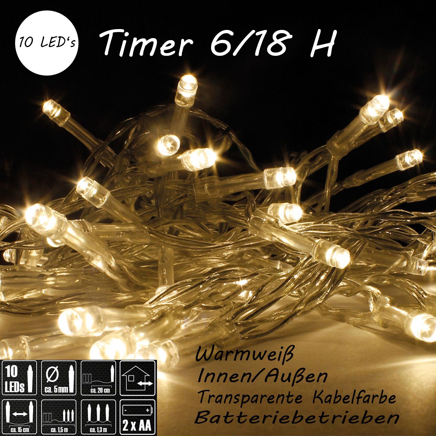 Mojawo Lichtervorhang 10er LED Outdoor Lichterkette günstig online kaufen