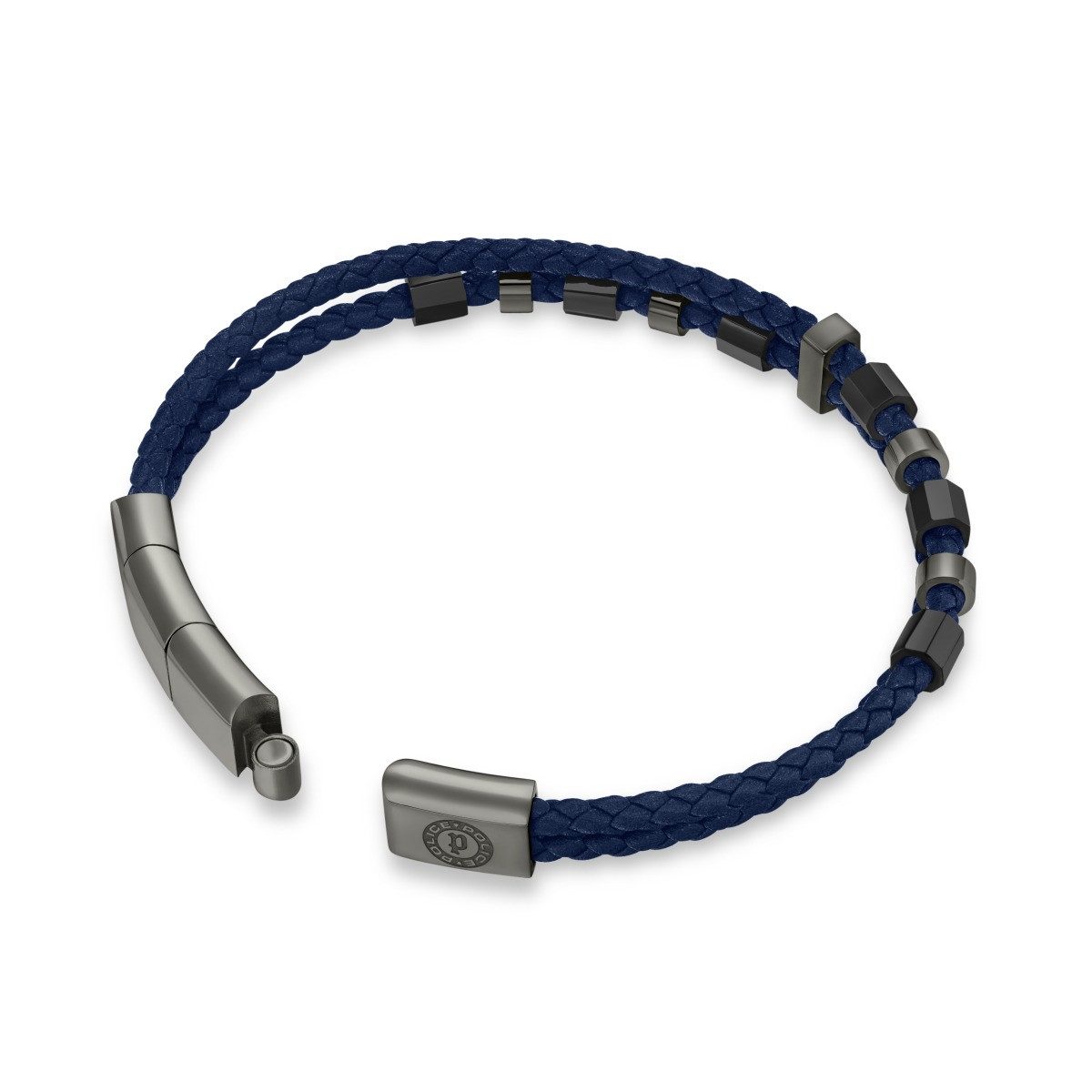 Police Lederarmband Police Armband Herren Freeway Metallperlen Leder Blau PEAGB0035605