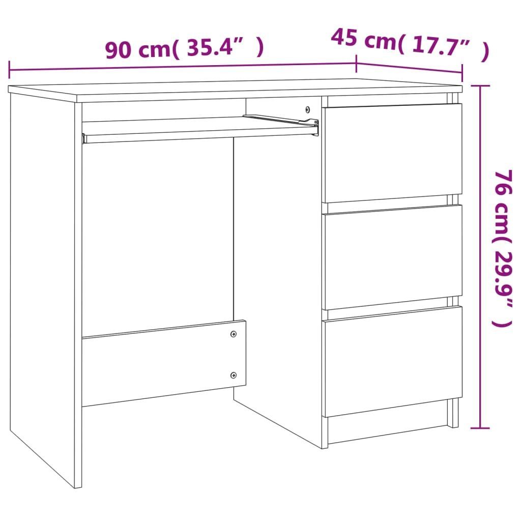 vidaXL Schreibtisch Grau 90x45x76 Schreibtisch cm Sonoma Grau Grau Holzwerkstoff Sonoma | Sonoma